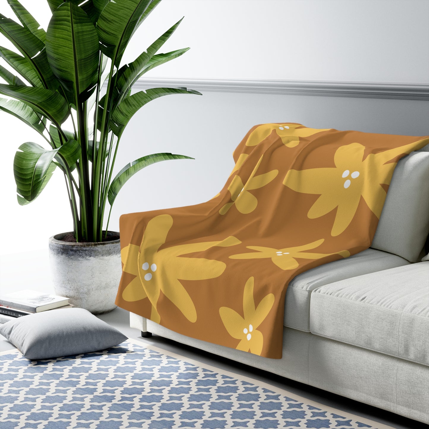 Warm Floral Sherpa Fleece Blanket