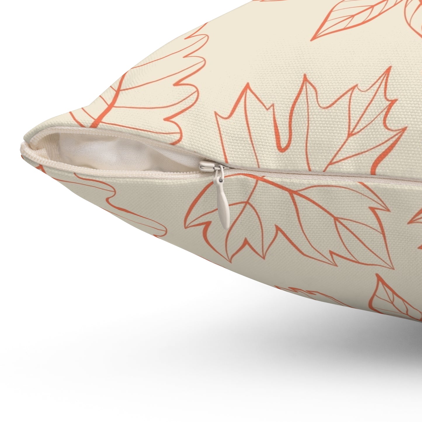 Natural Leaf Print Square Pillow, Cozy Home Decor, Fall Aesthetic Cushion, Gift for Nature Lovers, Sofa Accessories