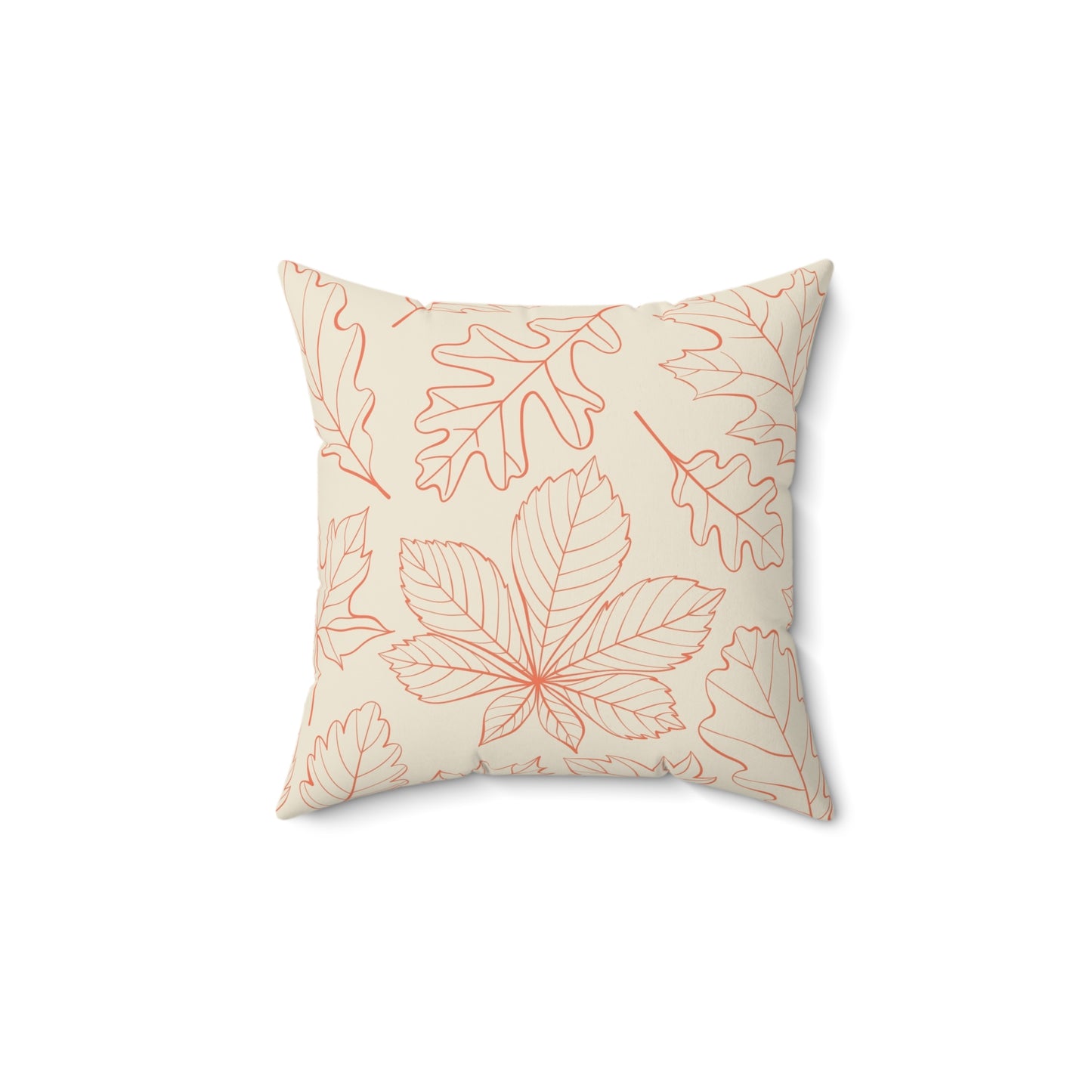 Natural Leaf Print Square Pillow, Cozy Home Decor, Fall Aesthetic Cushion, Gift for Nature Lovers, Sofa Accessories
