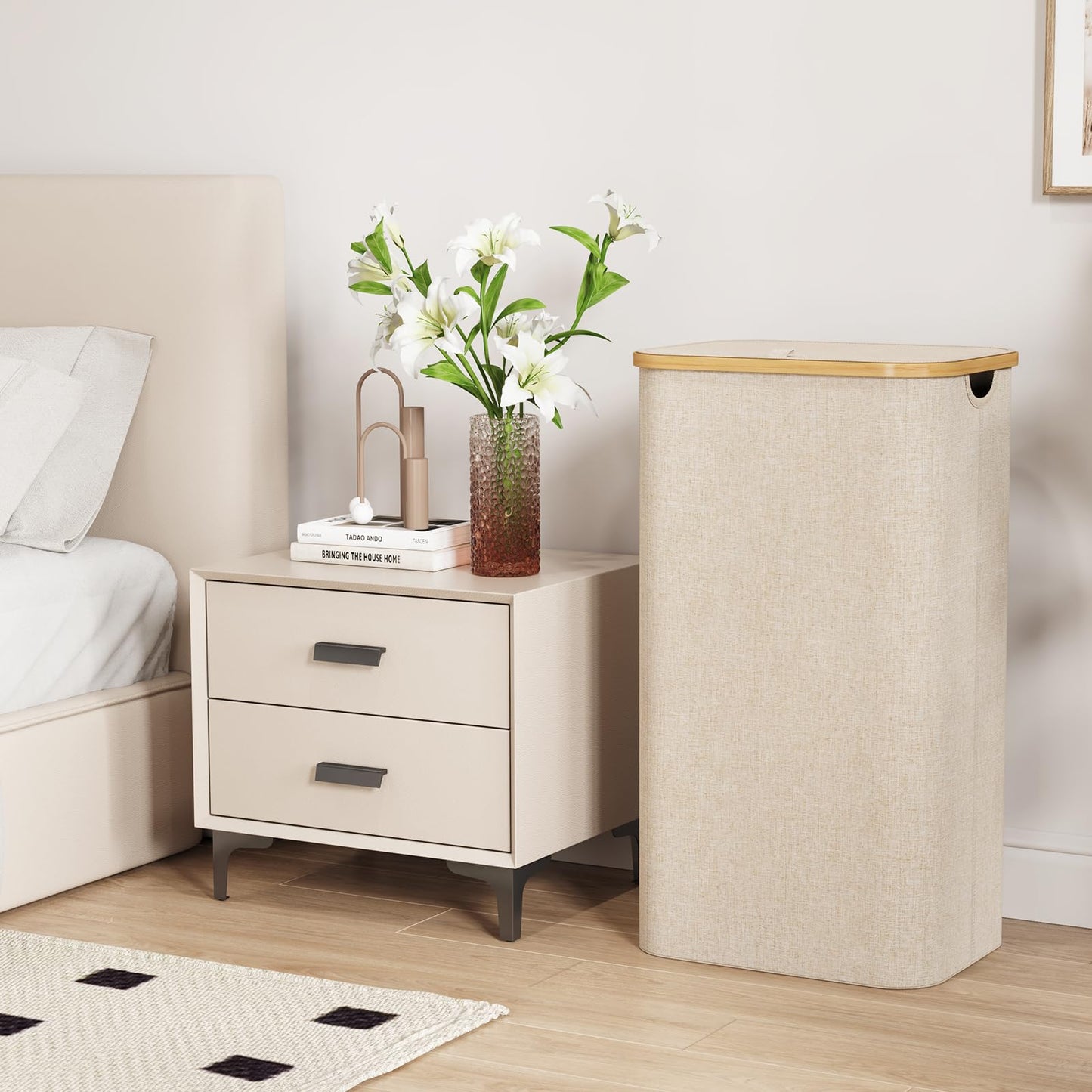 Clothes Hampers for Laundry with Bamboo Handles