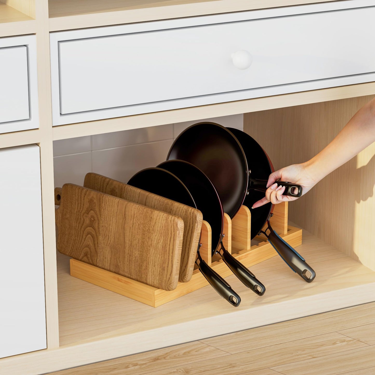 The Bamboo Lid Organizer That Keeps Pots & Pans Neat Every Time
