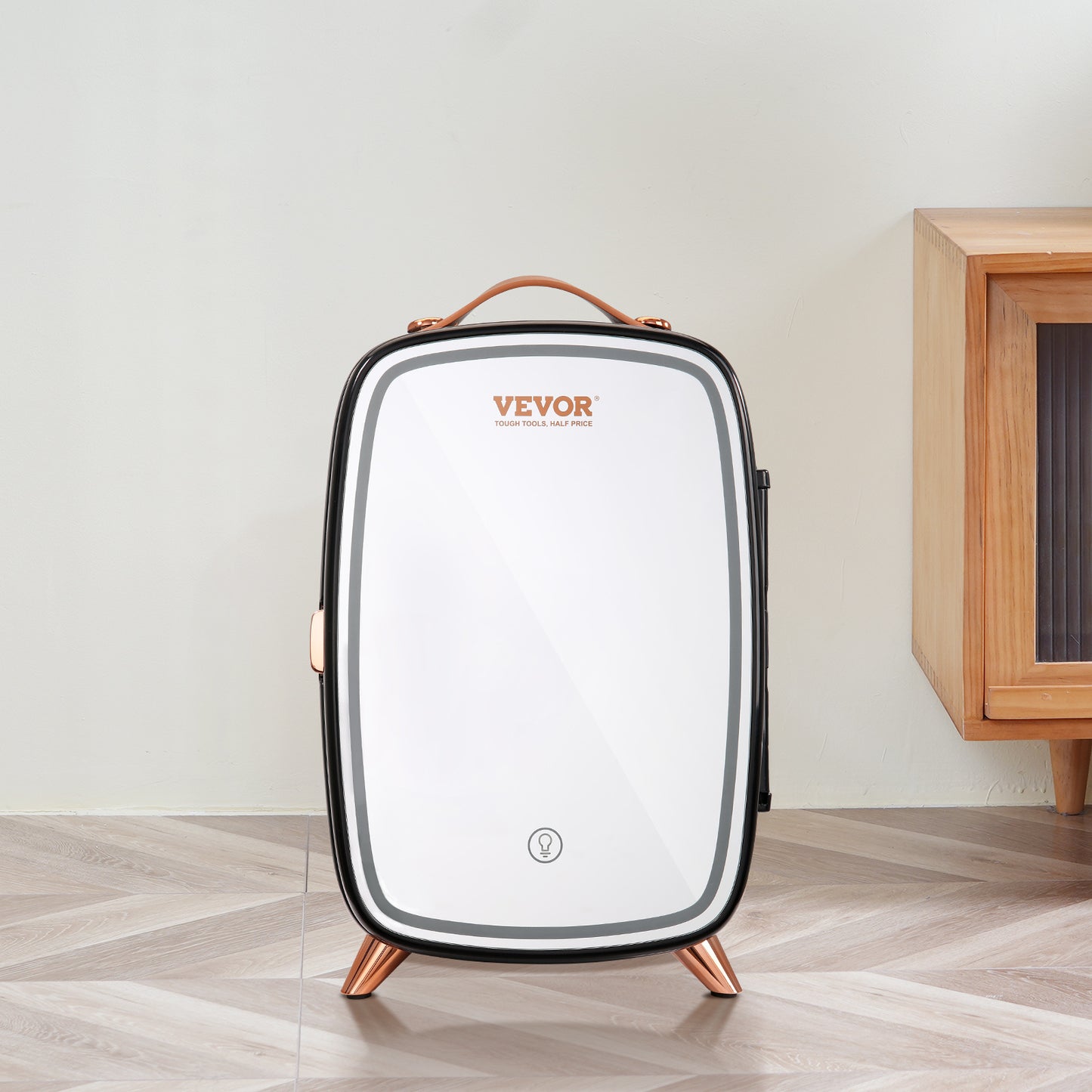 Mini Skincare Fridge With LED Light And HD Mirror