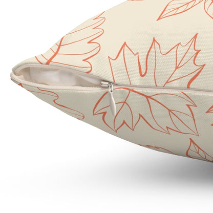 Natural Leaf Print Square Pillow, Cozy Home Decor, Fall Aesthetic Cushion, Gift for Nature Lovers, Sofa Accessories