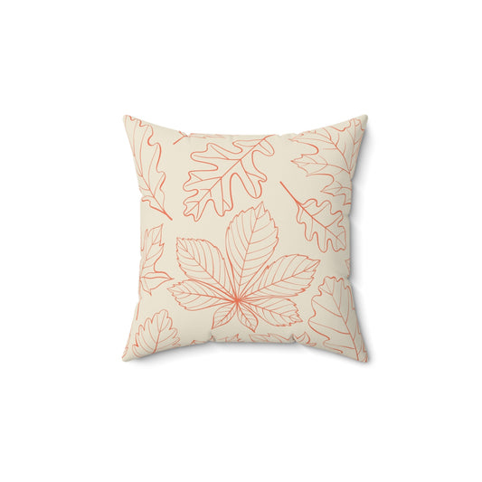 Natural Leaf Print Square Pillow, Cozy Home Decor, Fall Aesthetic Cushion, Gift for Nature Lovers, Sofa Accessories