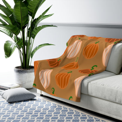 Cozy Pumpkin Sherpa Fleece Blanket