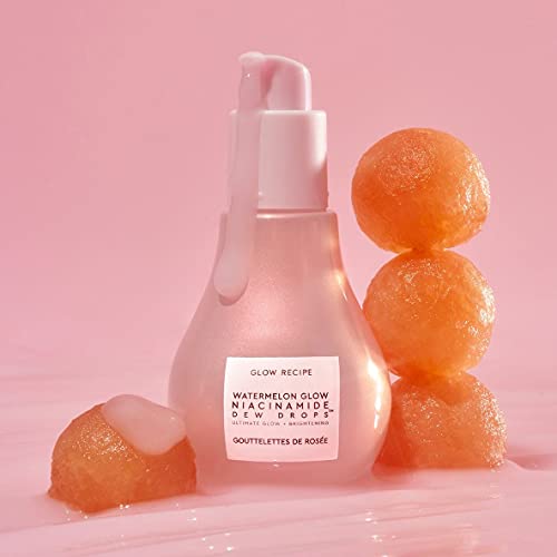 Glow Recipe Watermelon Niacinamide Dew Drops - Brightening, Plumping Hydrating Face Serum, Makeup Primer + Liquid Highlighter with Hyaluronic Acid - Dewy & Glowing Korean Skin Care (40ml)
