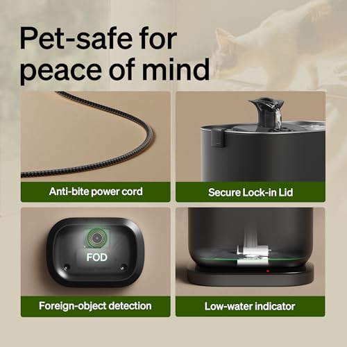 PETLIBRO Cat Water Fountain, Cordless Pet Water Fountain Battery Operated, 2.5L/84oz Dockstream Water Fountains for Cats Indoor, Cat Fountain with Stainless Steel Tray, Easy to Clean BPA-Free