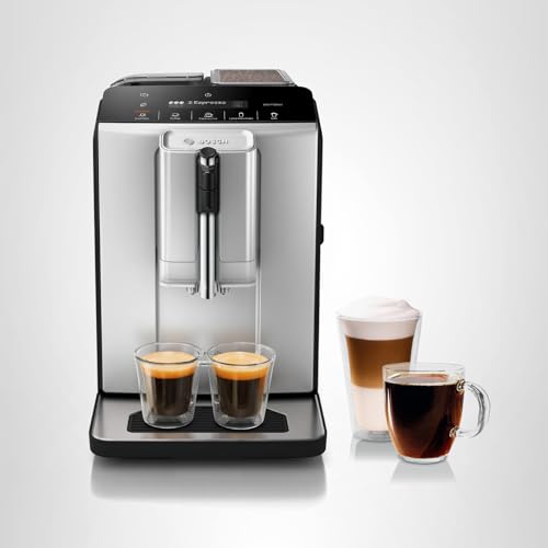 Bosch 300 Series Fully Automatic Espresso and Coffee Machine – In-Cup Frother, OneTouch Milk Drinks, 5 Drink Options, Ceramic Grinder, Easy Clean & Descale, in Silver TIU20307