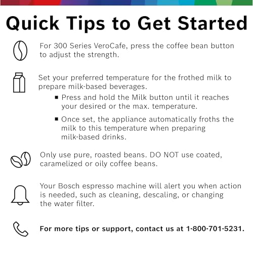 Bosch 300 Series Fully Automatic Espresso and Coffee Machine – In-Cup Frother, OneTouch Milk Drinks, 5 Drink Options, Ceramic Grinder, Easy Clean & Descale, in Silver TIU20307