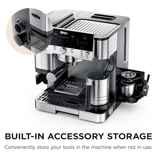 Ninja Luxe Café 3-in-1 Espresso, Drip Coffee and Cold Brew Machine | Intergrated Coffee Grinder, Milk Frother, Assisted Tamper & Built-In Espresso Accessory Storage | Stainless Steel | ES601