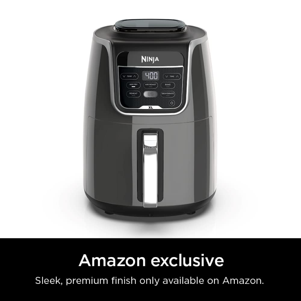 Ninja | XL Single Basket Air Fryer | 5.5 QT Capacity fits 3lbs of Wings | 5-in-1Air Fry, Roast, Bake,Reheat & Dehydrate |Dishwasher Safe Parts & Recipe Guide | Grey |AF150AMZ