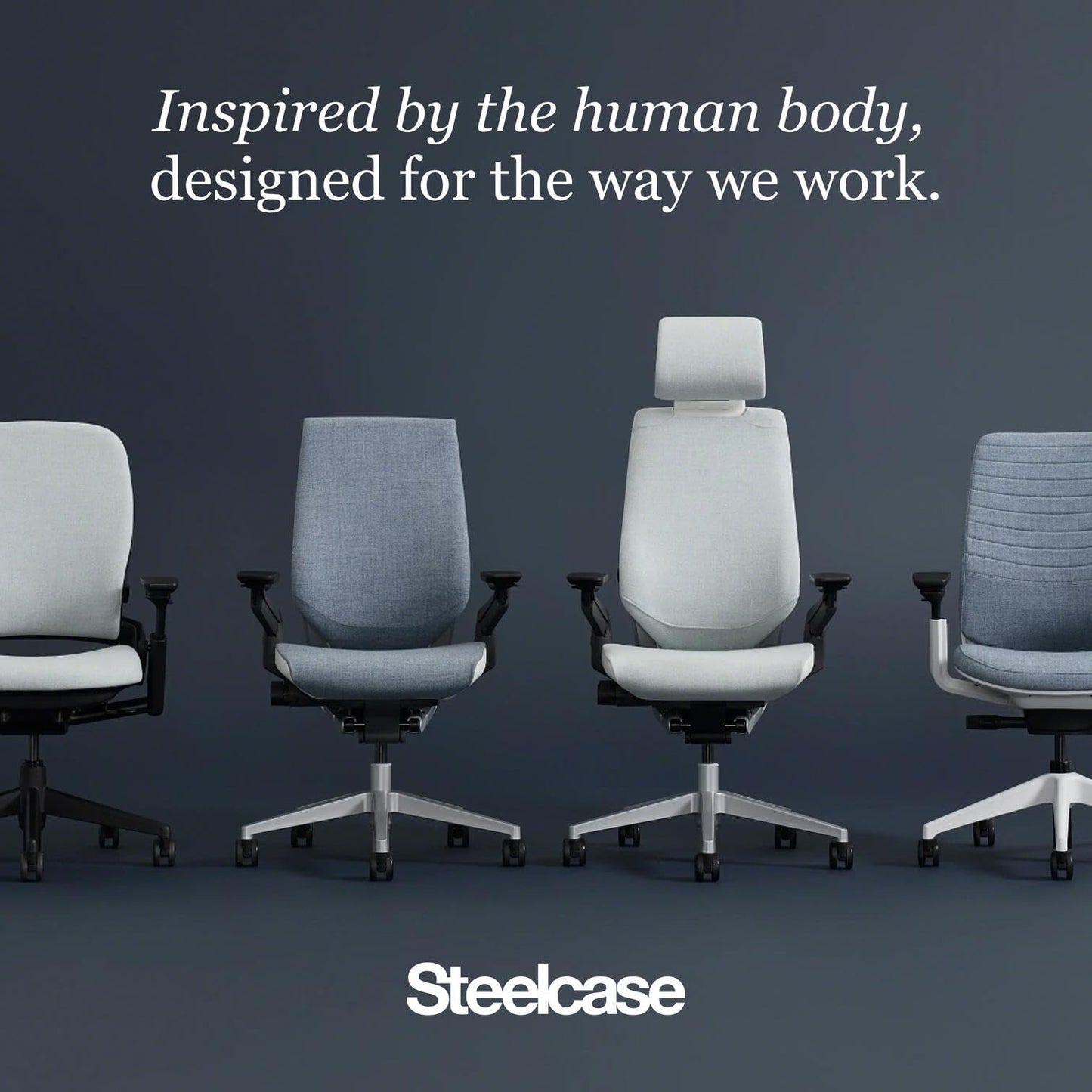 Steelcase Gesture Ergonomic Office Chair: 360° Armrests, Fully Adjustable Work Chair for Desk (Graphite Gray Fabric)