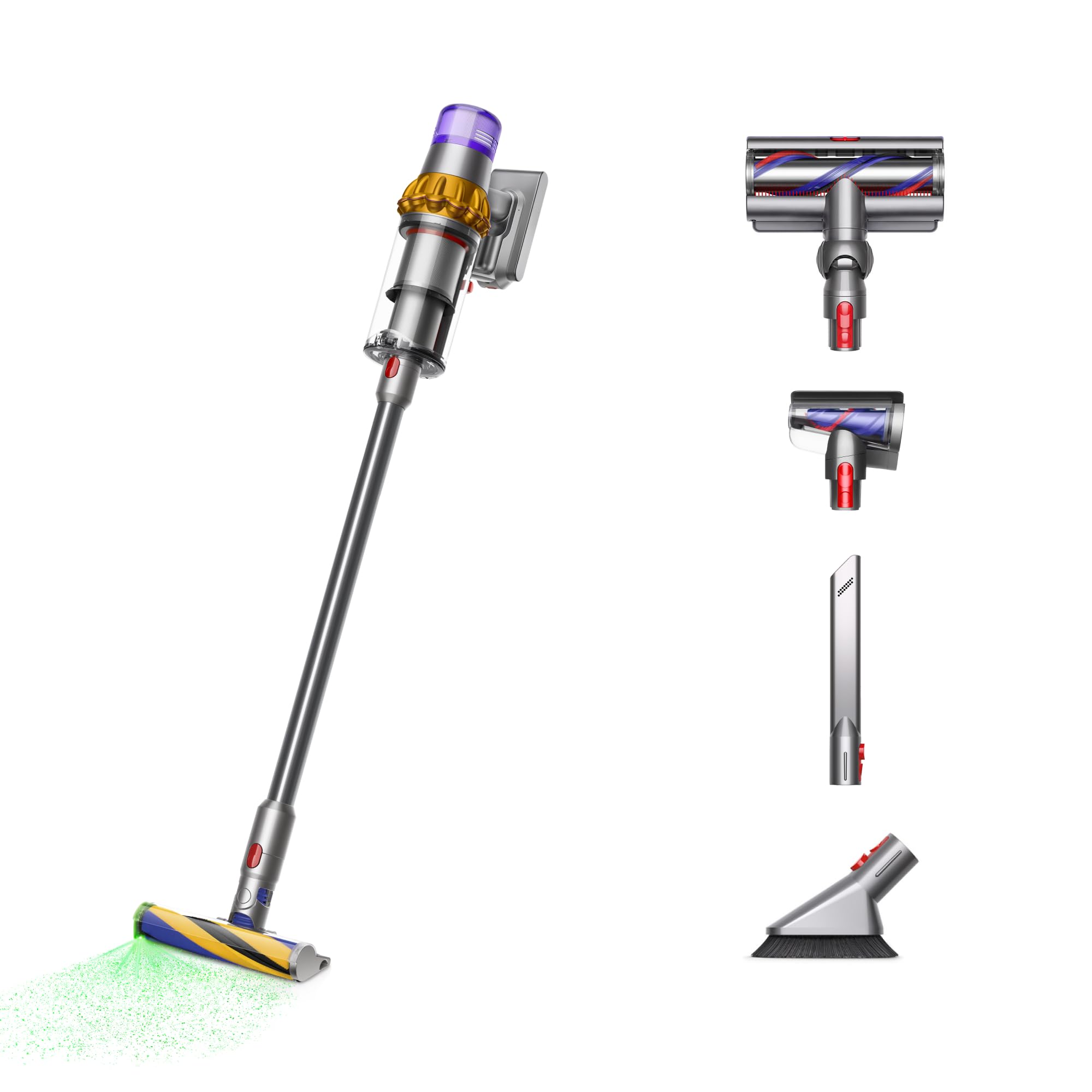Dyson V15 Detect Plus Cordless Vacuum, Illumination Reveals dust, 240AW, 3 Power Modes, Up to 60 Minutes,² Deep Cleans Hard Floors and Carpets, Detangles pet Hair, Converts to Handheld