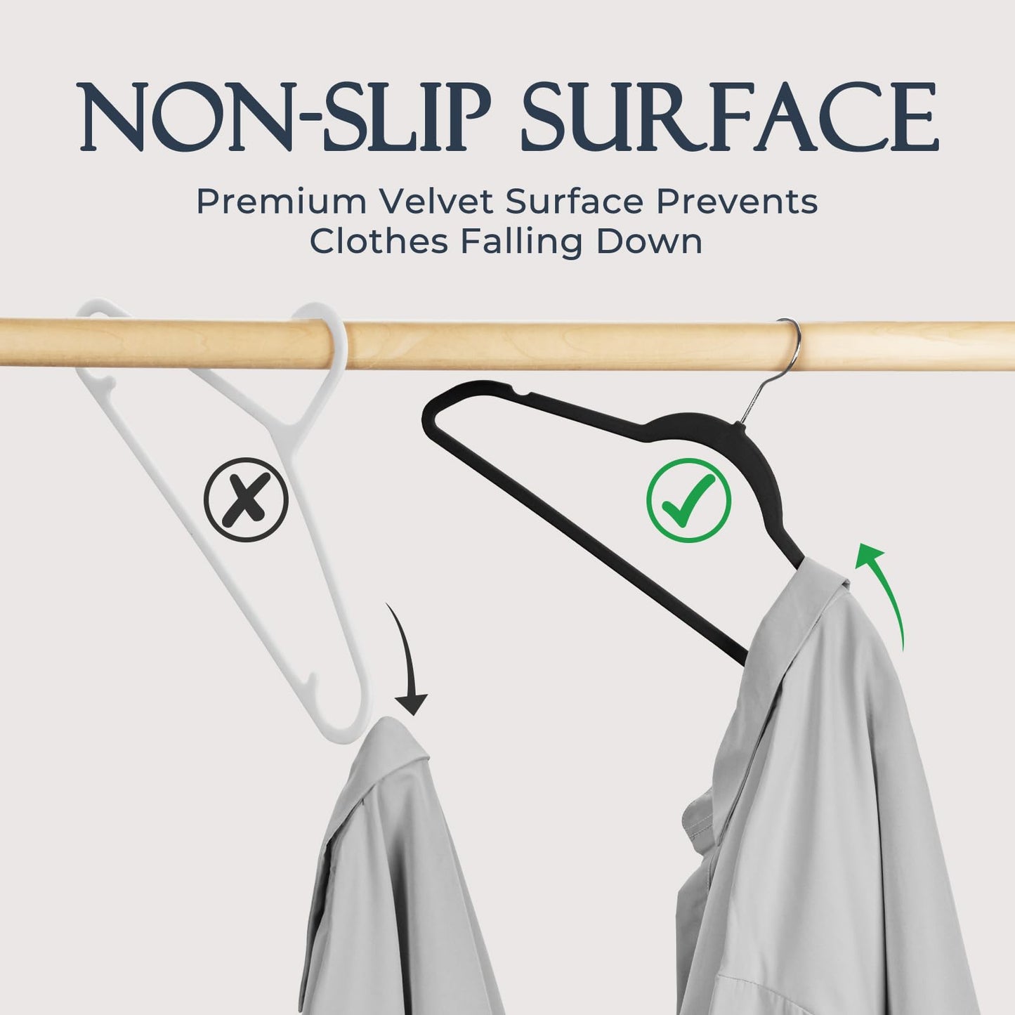 HOUSE DAY Black Velvet Hangers (60 Pack): Non-Slip, Heavy-Duty, Space-Saving Suit & Coat Hangers w/ 360° Rotating Silver Hook