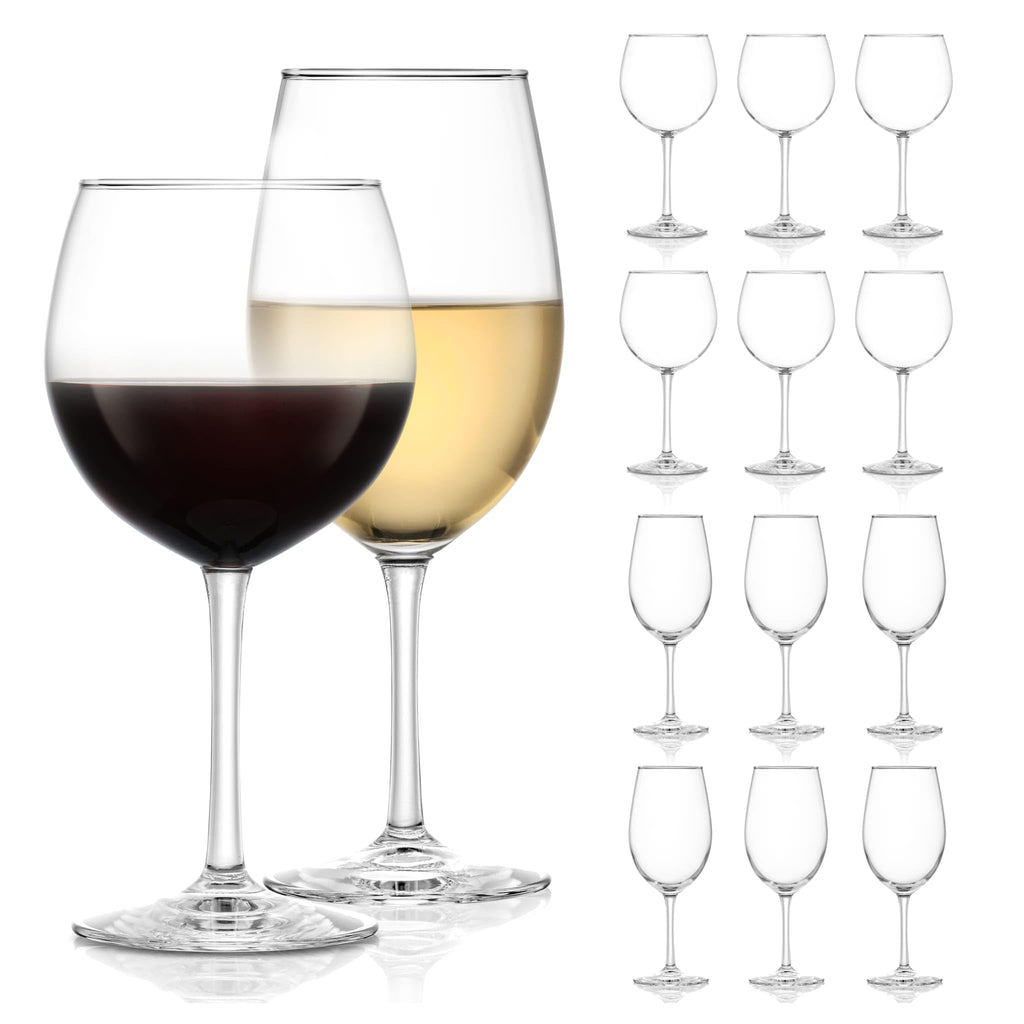 Libbey Vineyard Reserve Wine Glass Set of 12, Red and White Clear Wine Glasses, Merlot, Bordeaux, Chardonnay Gifts, Lead-Free Party Wine Glasses
