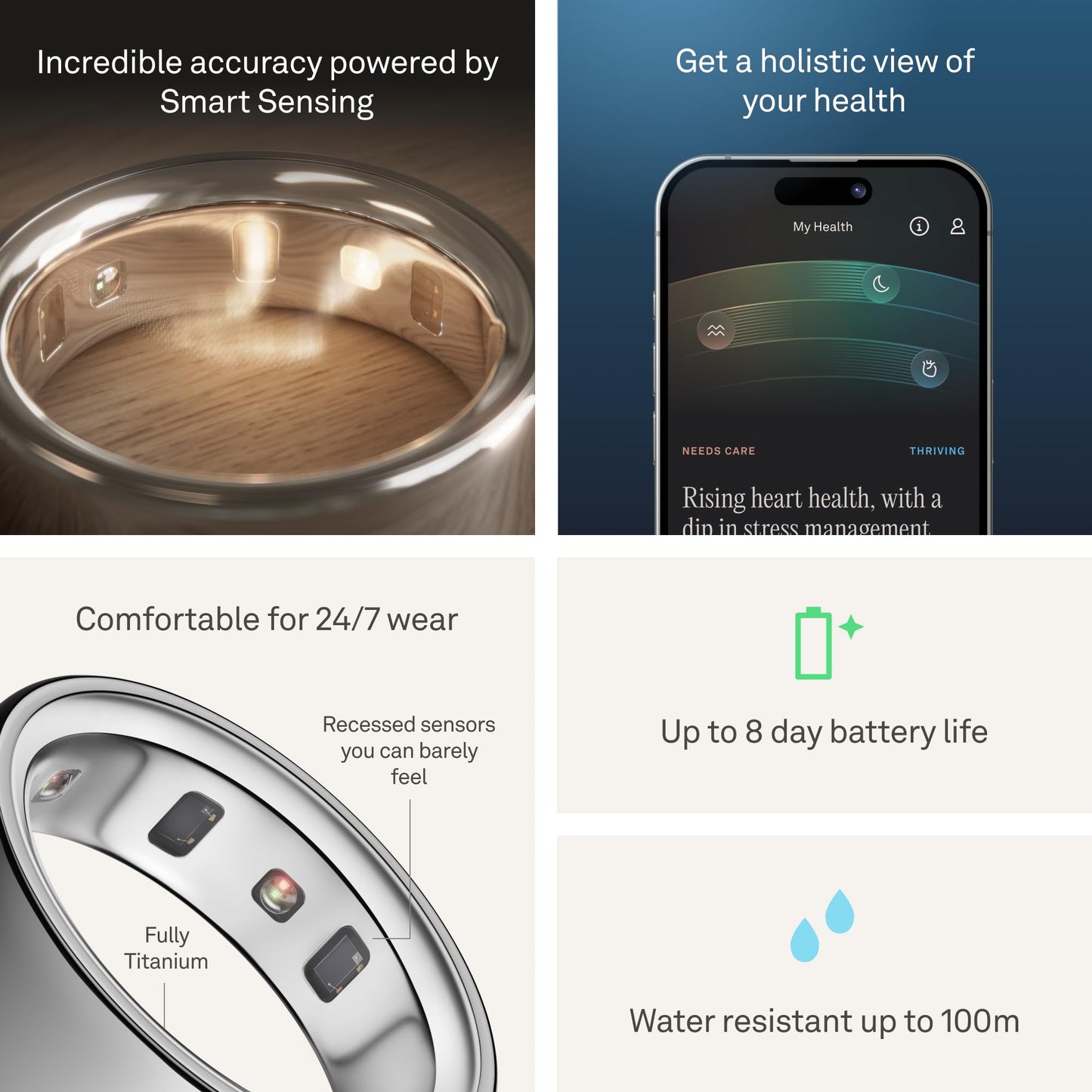 Oura Ring 4 - Silver - Size 10 - Size Before You Buy