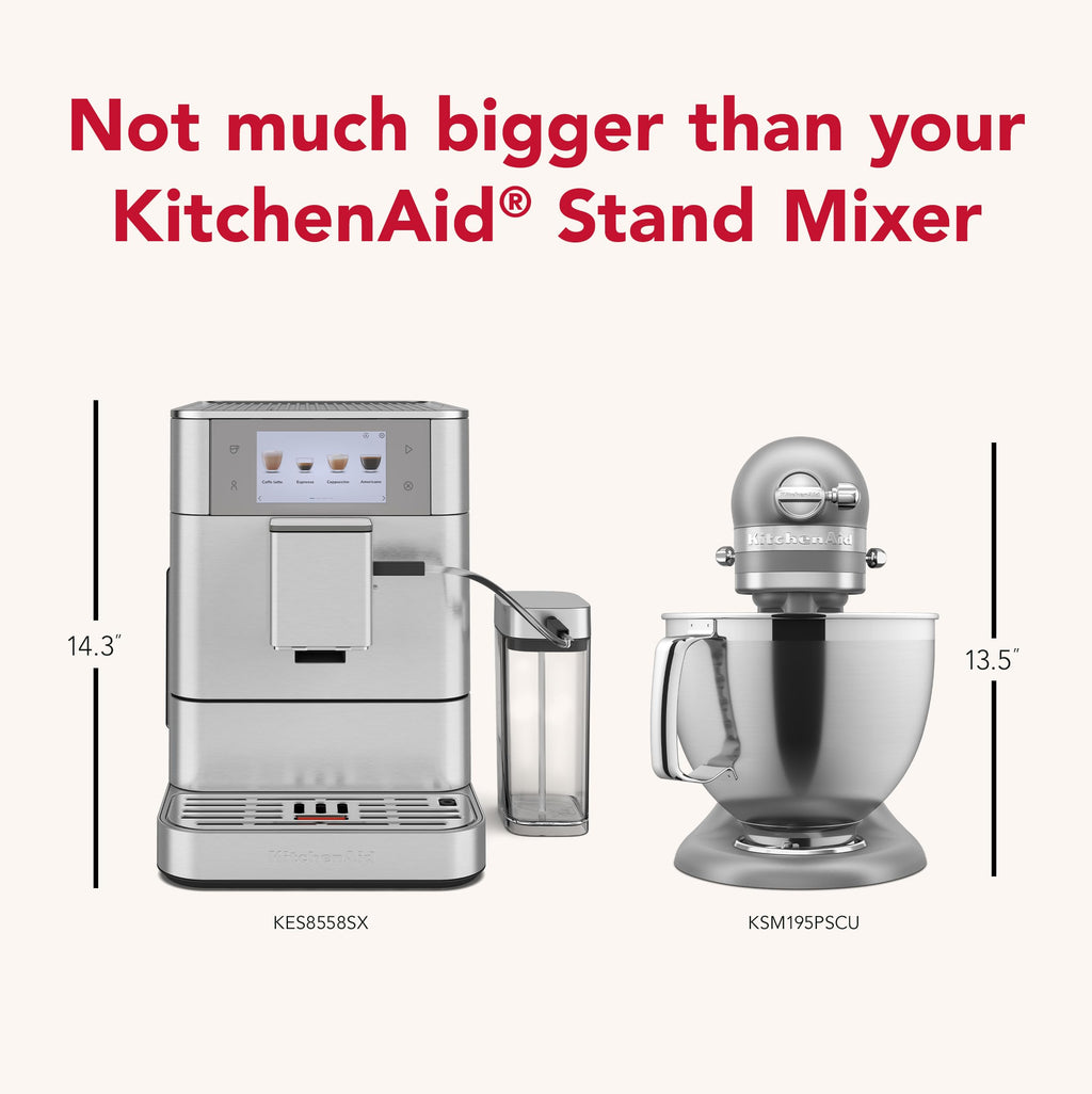 KitchenAid Fully Automatic Espresso Machine KF8 with Milk Attachment and Plant Based Milk Options, KES8558SX, Stainless Steel