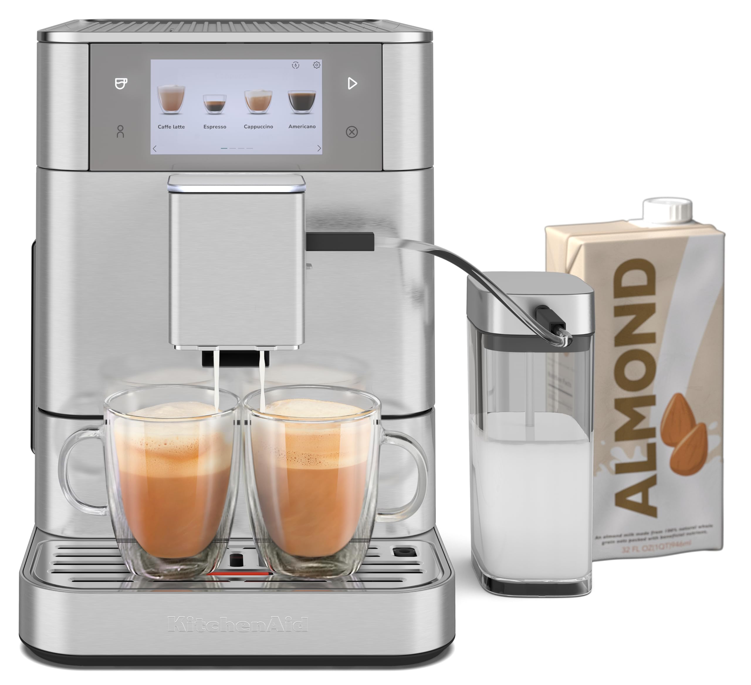 KitchenAid Fully Automatic Espresso Machine KF8 with Milk Attachment and Plant Based Milk Options, KES8558SX, Stainless Steel