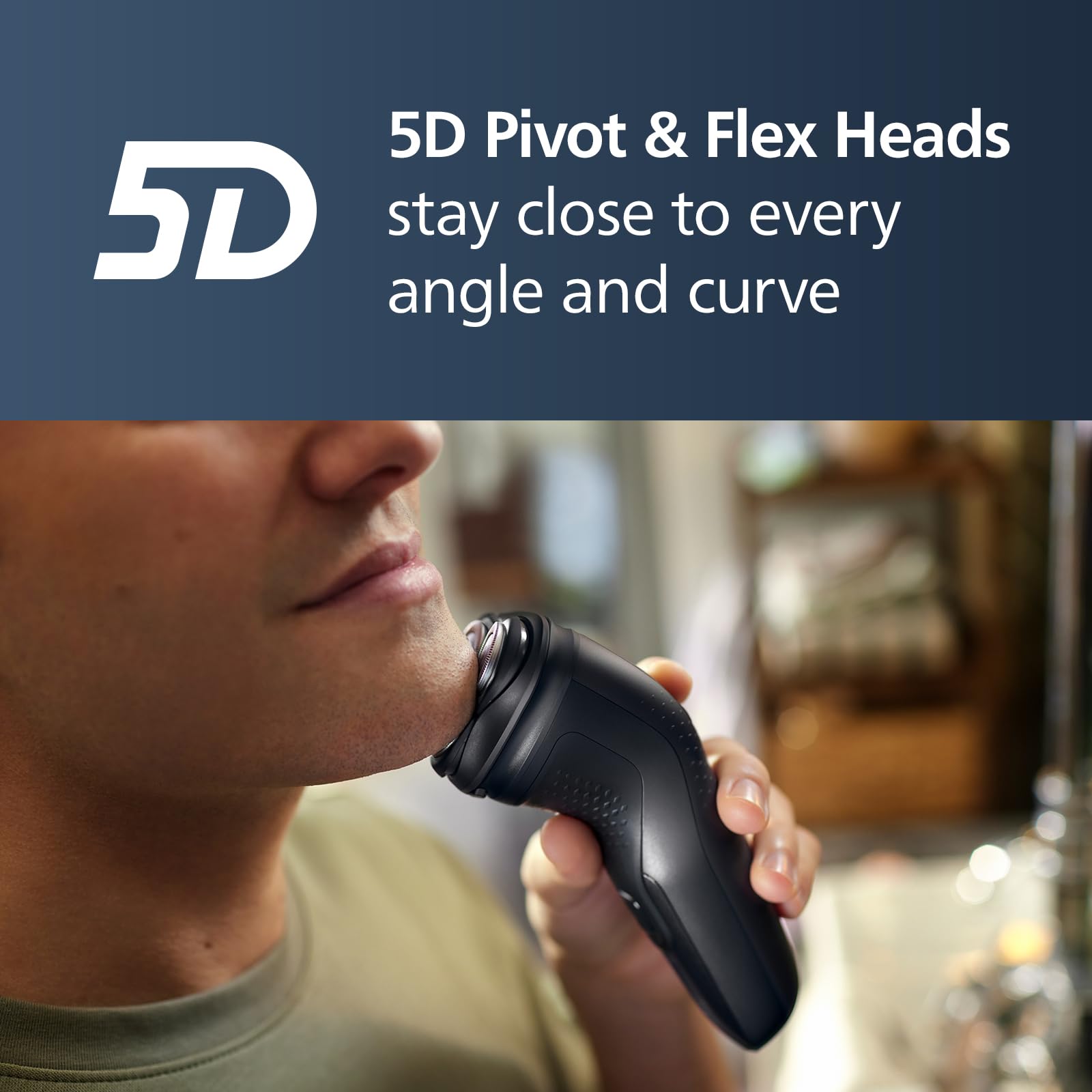 Philips Norelco Shaver 3900 Series, Wet and Dry Electric Shaver, P-Cap, Travel Pouch, Charging Stand, Storm Blue, Model S3341/92