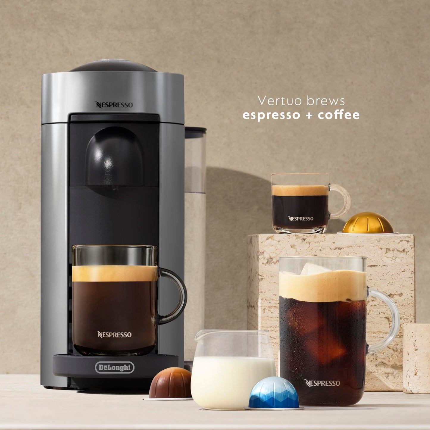 De'Longhi Nespresso Vertuo Plus Coffee and Espresso Maker by De'Longhi, Grey