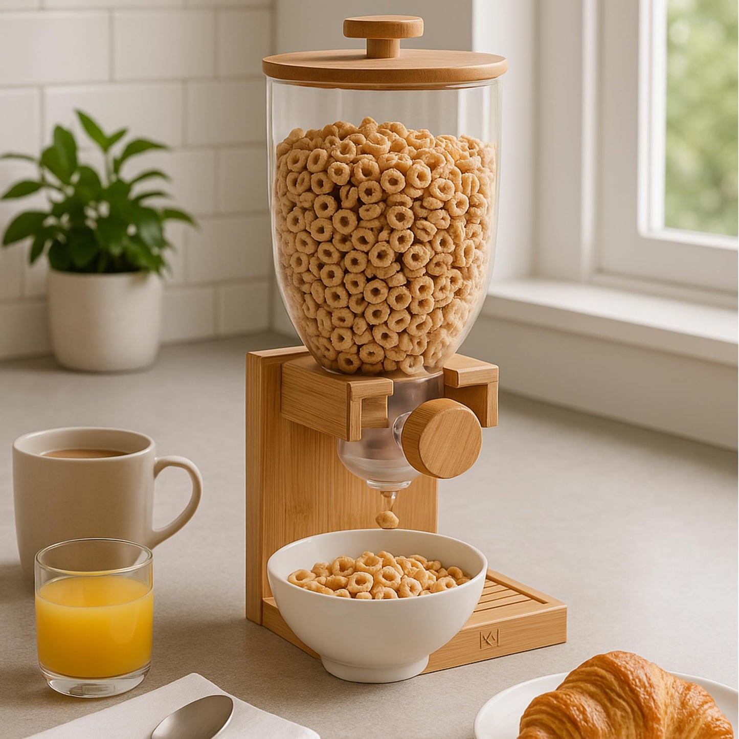 Bamboo Cereal Dispenser for a Clean, Organized Kitchen