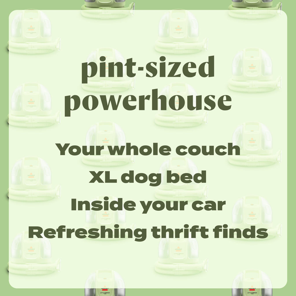 BISSELL Little Green Mini Portable Carpet and Upholstery Deep Cleaner, Car/Auto Detailer, with HydroRinse Self-Cleaning Tool and 4" Tough Stain Tool, Tea Green, 4075