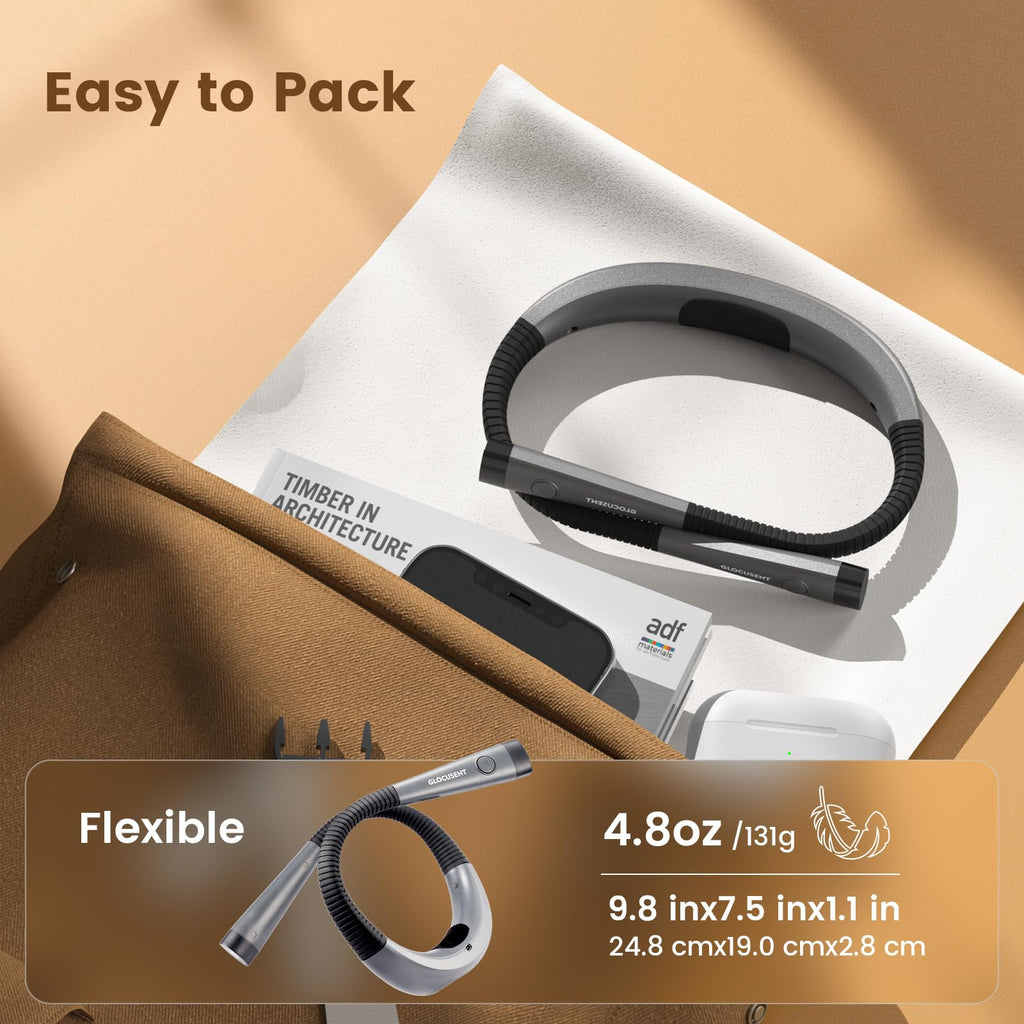 Glocusent Book Light, 3-Color & 6-Brightness Reading Light, Bendable Neck Light, 80-hr Lasting Rechargeable Book Light, Perfect Reading Lights for Books in Bed, Knitting, Repairing, Book Lovers Gifts