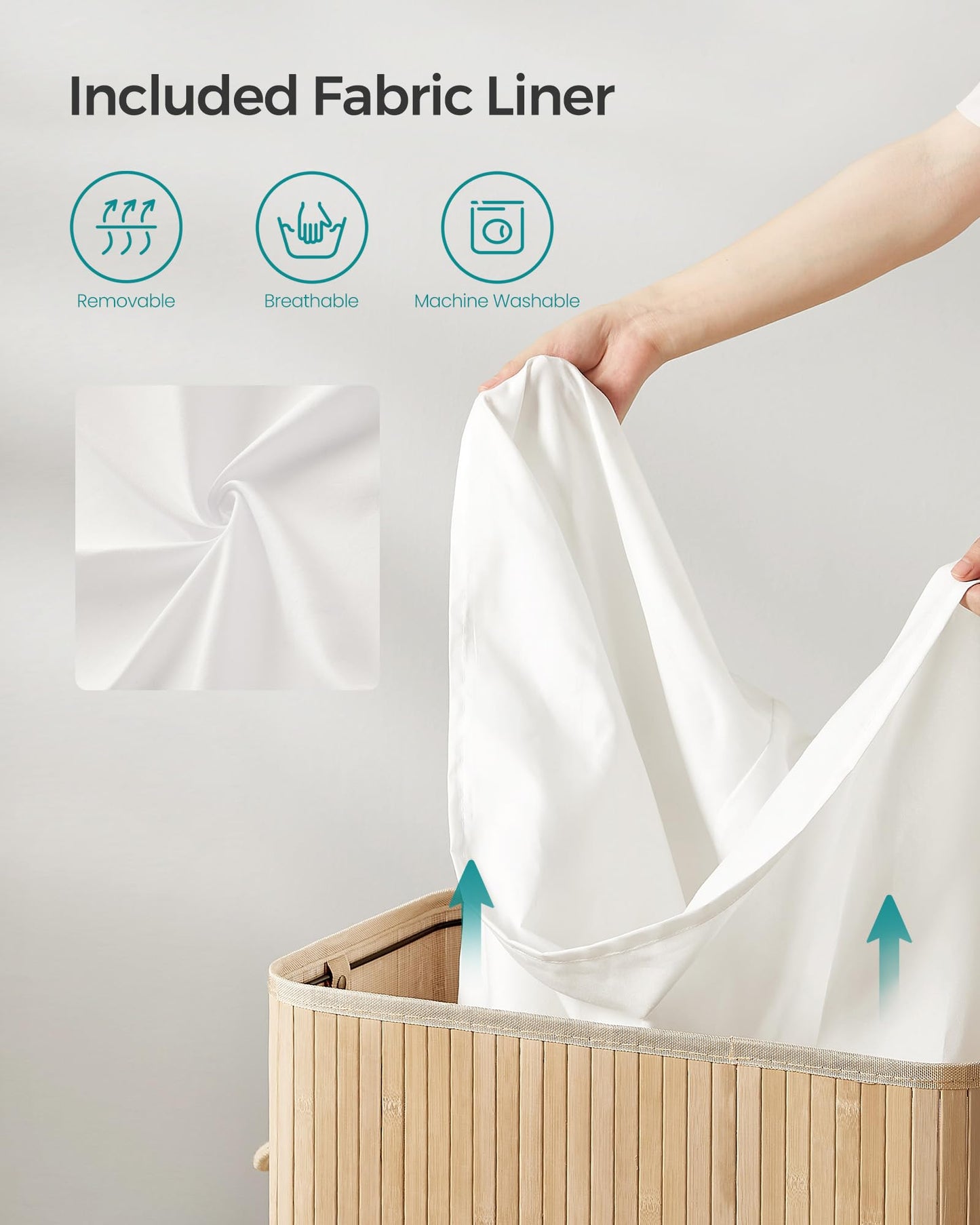 Laundry Hamper with Lid, Bamboo Laundry Basket