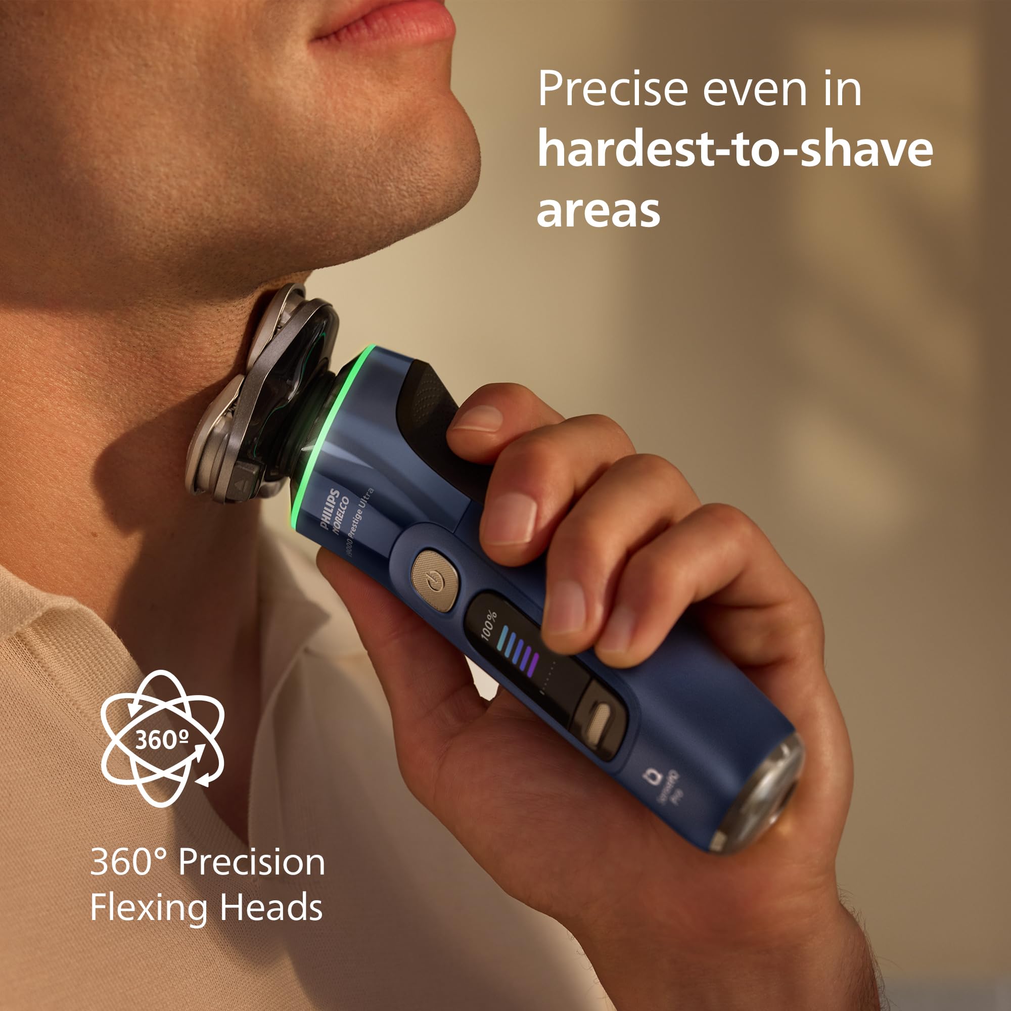 Philips Norelco Shaver i9000 Prestige Ultra, Wet & Dry Electric Shaver, Adriatic, SenseIQ Pro Technology, Triple Lift & Cut System, 360 Rotating NanoTech Precision Blades, Precision Trimmer, XP9401/92