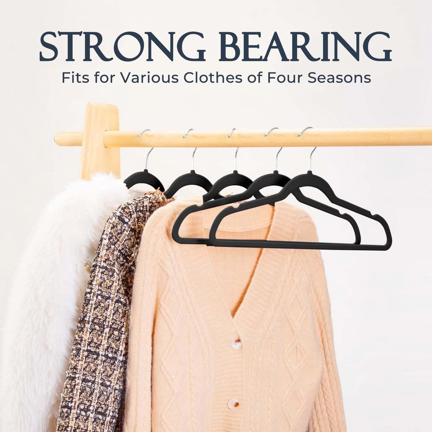 HOUSE DAY Black Velvet Hangers (60 Pack): Non-Slip, Heavy-Duty, Space-Saving Suit & Coat Hangers w/ 360° Rotating Silver Hook