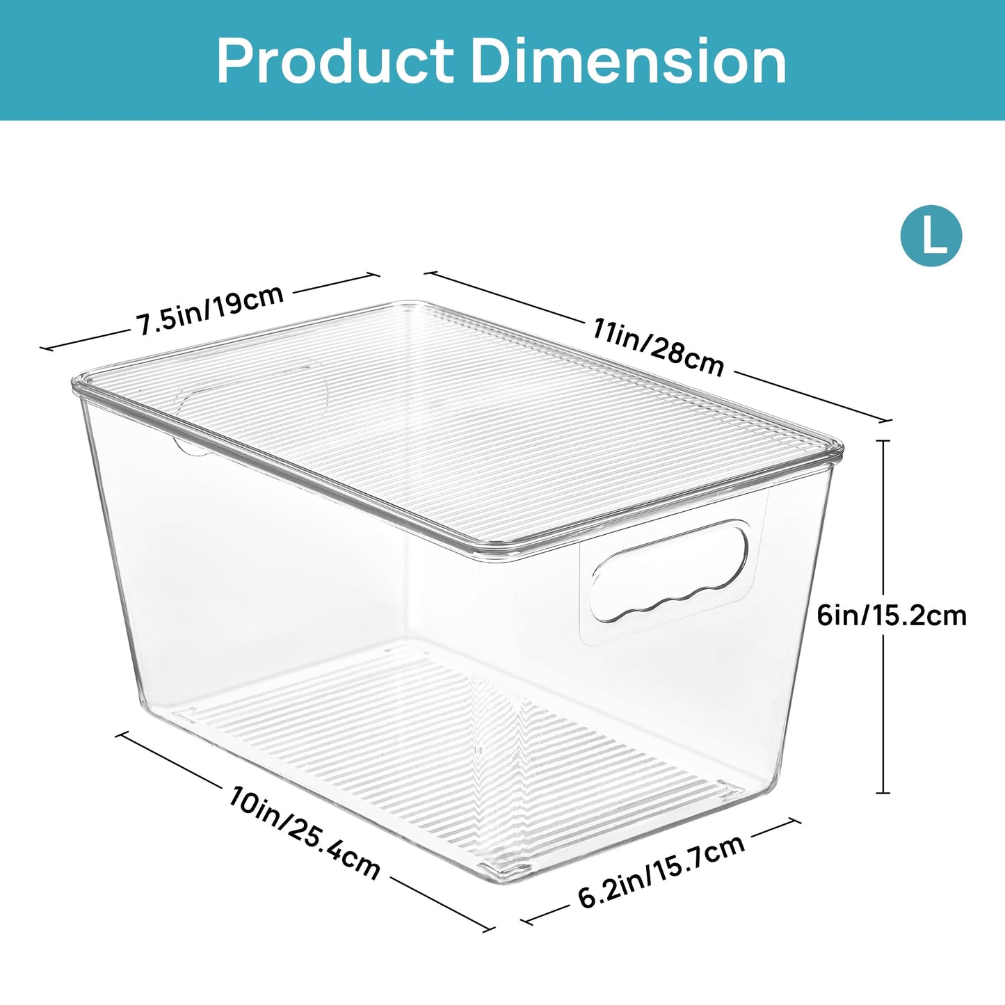 Vtopmart 6 Pack Clear Stackable Storage Bins with Lids & Handles – Large Plastic Organizers for Pantry, Fridge, Cabinet