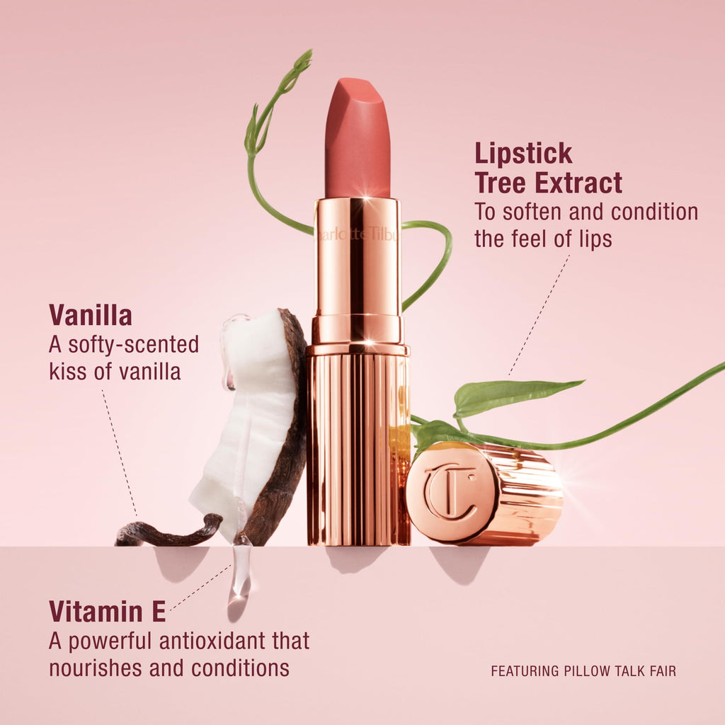Charlotte Tilbury Matte Revolution Lipstick - Long Lasting, Matte Lipstick with Buildable Color & Lip-Loving Ingredients - Creamy, Easy to Blend Formula - Pillow Talk Original