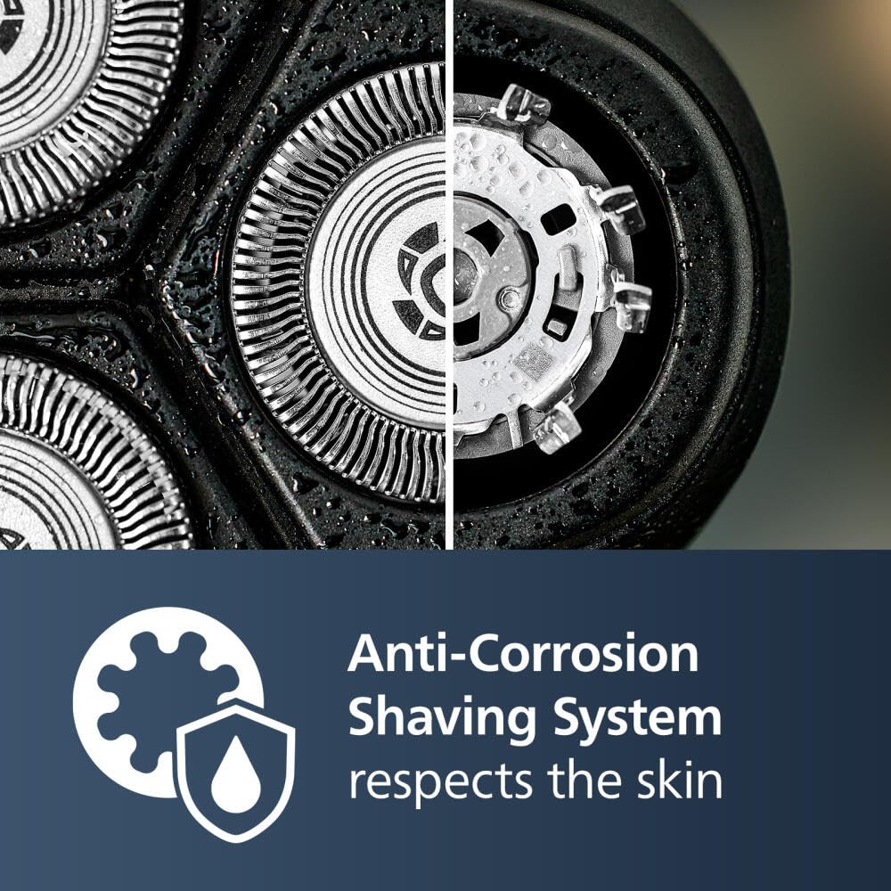 Philips Norelco Shaver 3900 Series, Wet and Dry Electric Shaver, P-Cap, Travel Pouch, Charging Stand, Storm Blue, Model S3341/92