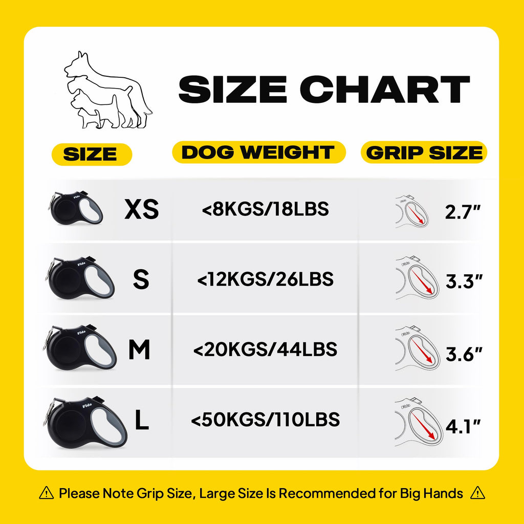 Fida Retractable Dog Leash, 16 ft Dog Walking Leash for Small Dogs up to 26 lbs, 360° Tangle Free, Black