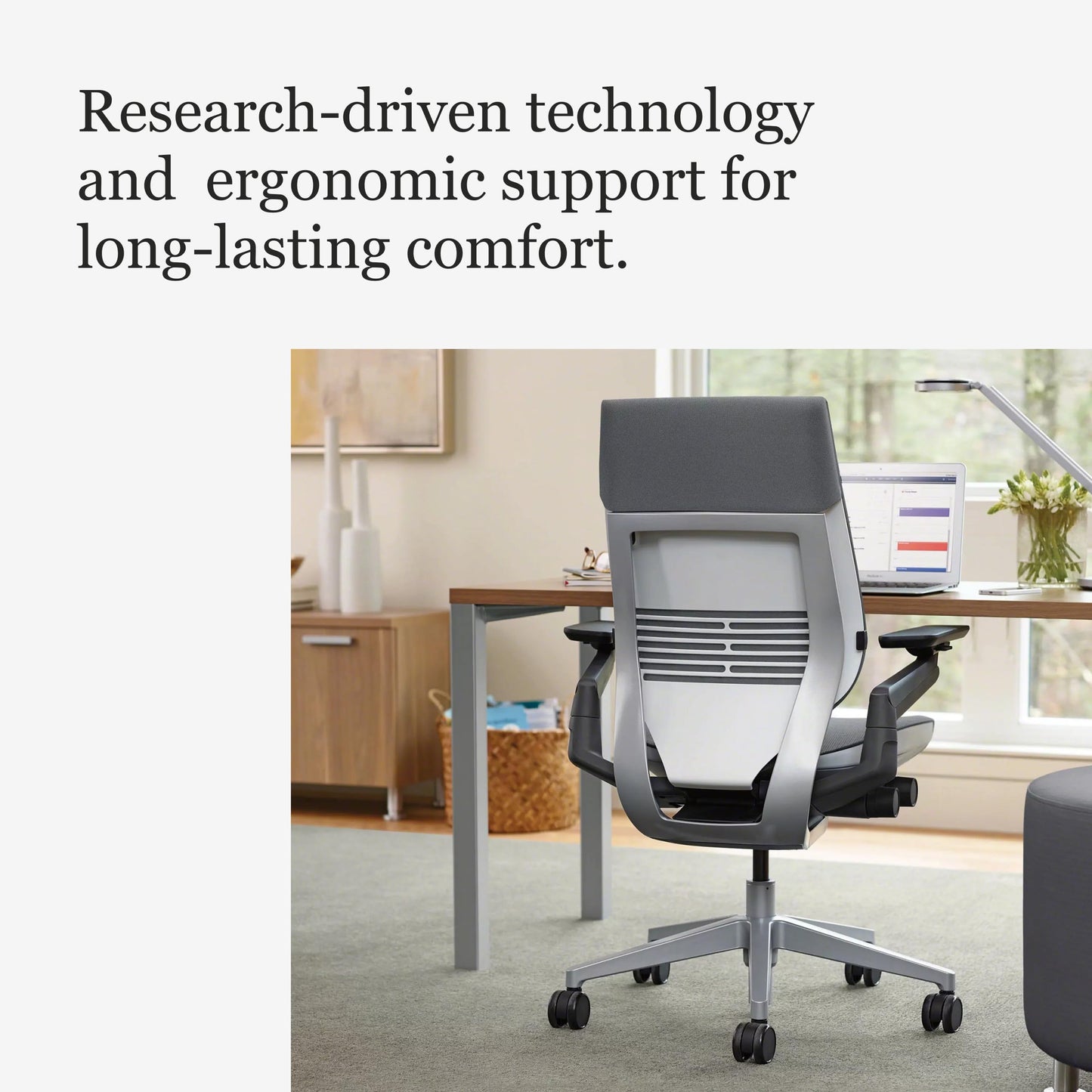 Steelcase Gesture Ergonomic Office Chair: 360° Armrests, Fully Adjustable Work Chair for Desk (Graphite Gray Fabric)