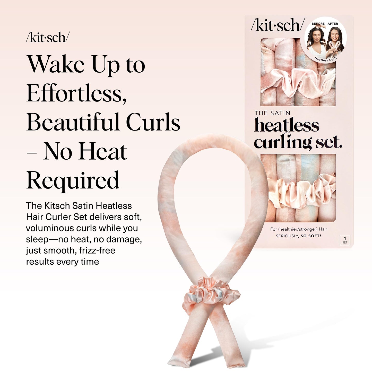 Heatless Satin Curling Set — Gentle Waves Without Damage