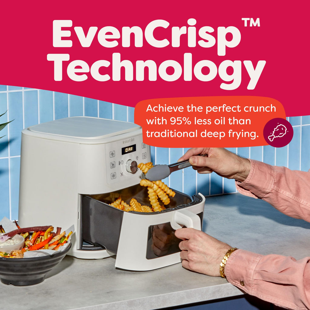 Instant Pot 4Qt VORTEX 6-in-1 Mini Air Fryer, Custom Program Options, Air Fry, Broil, Roast, Dehydrate, Bake, Reheat, Sea Salt, 4 Quarts