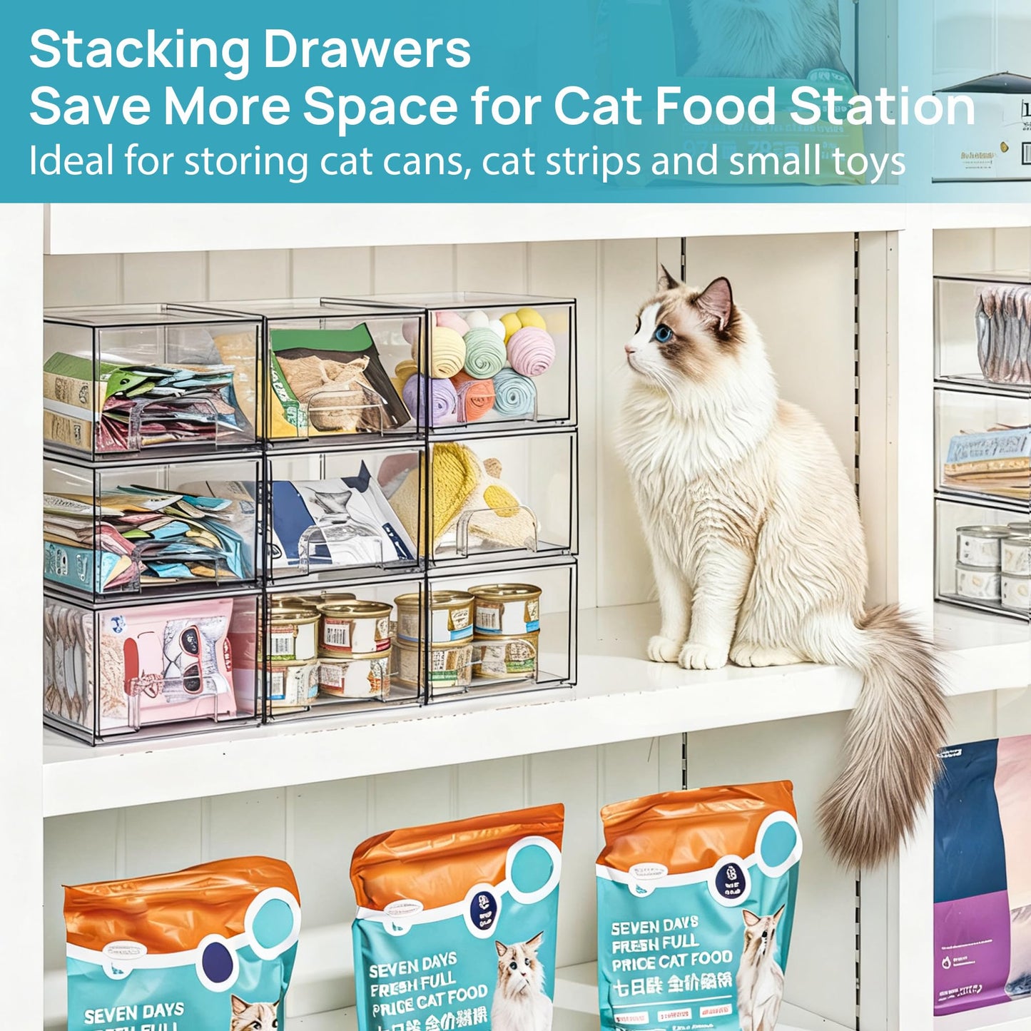 Vtopmart (6 Pack) Small Clear Stackable Storage Drawers – Acrylic Makeup Organizer Bins for Vanity, Undersink, and Cabinet