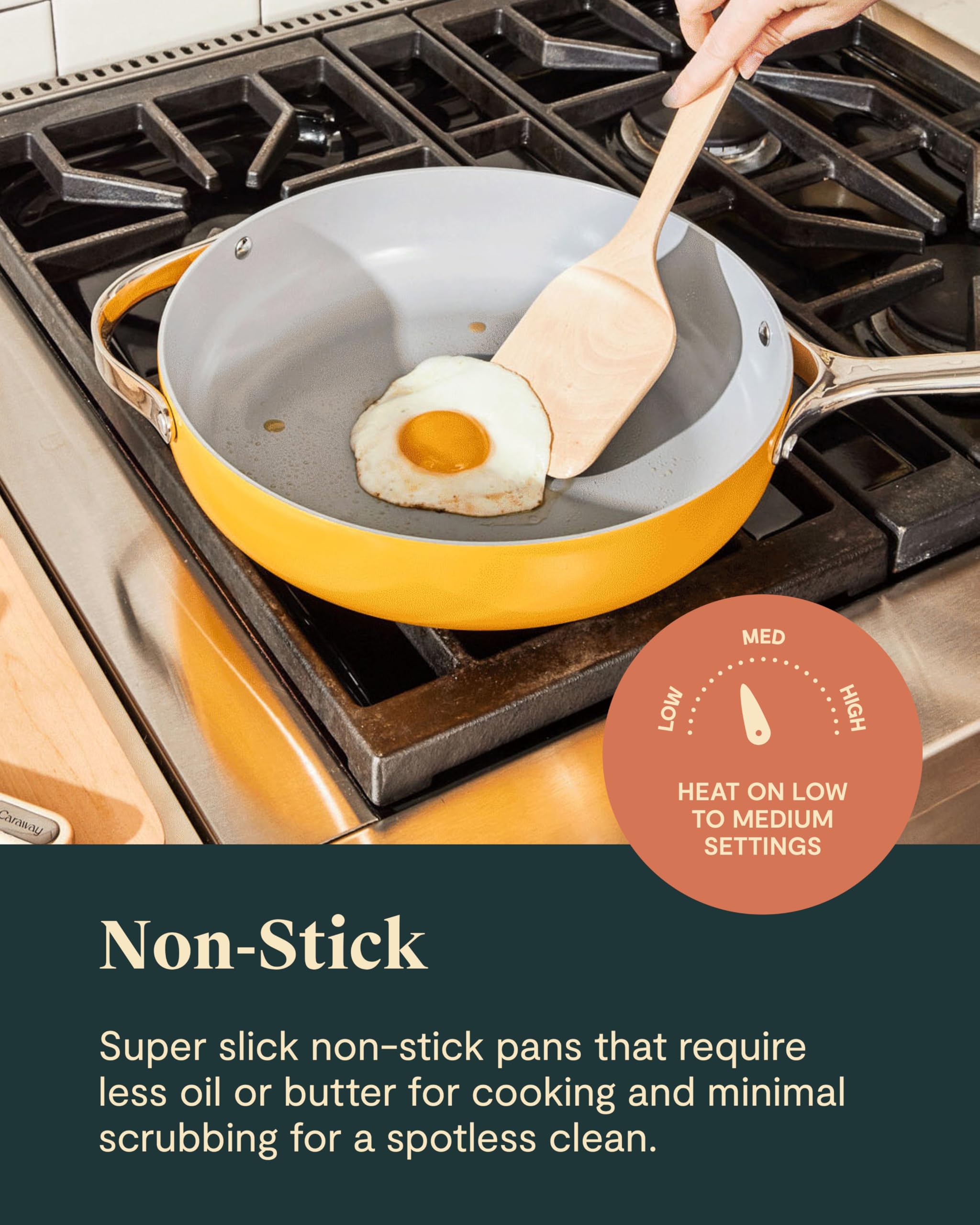 Caraway Non-stick Ceramic Cookware Set (12 Piece) Pots, Pans, Lids and Kitchen Storage - PFAS & PFOA Free - Oven Safe Pan Set & Compatible with All Stovetops - Cream