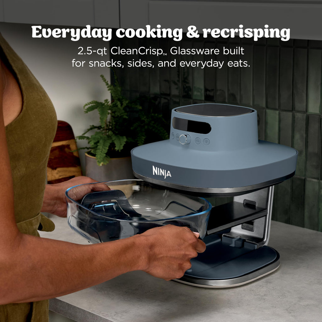 Ninja Crispi Pro 6-in-1 Glass Air Fryer | 6qt & 2.5qt Glass Containers with Storage Lids | Non-Toxic | Meal Prep, Microwave, Freezer & Dishwasher Safe | Air Fry, Bake & More | Cyberspace | AS101CY