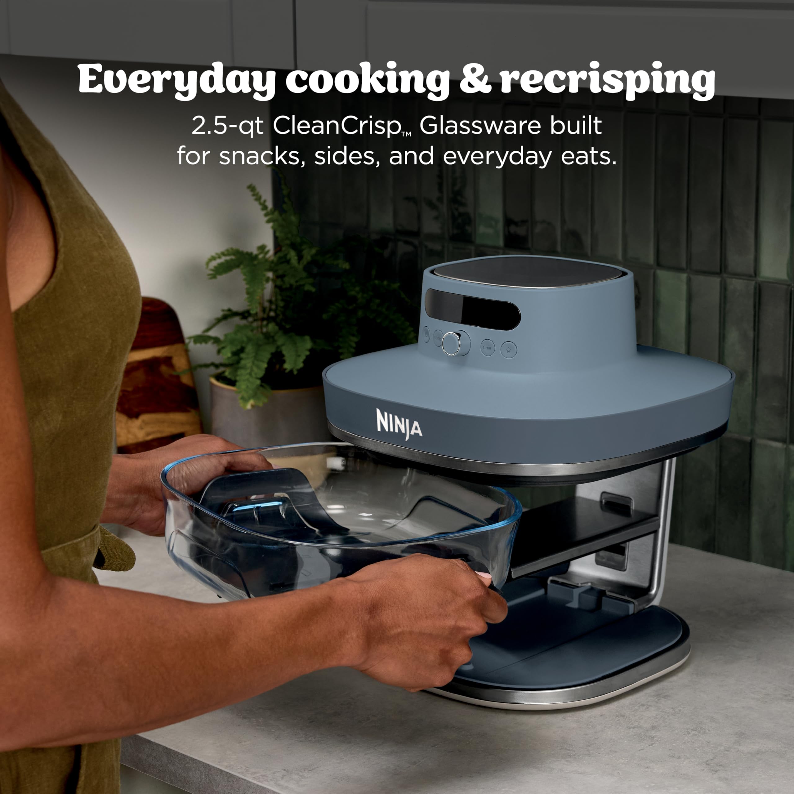 Ninja Crispi Pro 6-in-1 Glass Air Fryer | 6qt & 2.5qt Glass Containers with Storage Lids | Non-Toxic | Meal Prep, Microwave, Freezer & Dishwasher Safe | Air Fry, Bake & More | Cyberspace | AS101CY