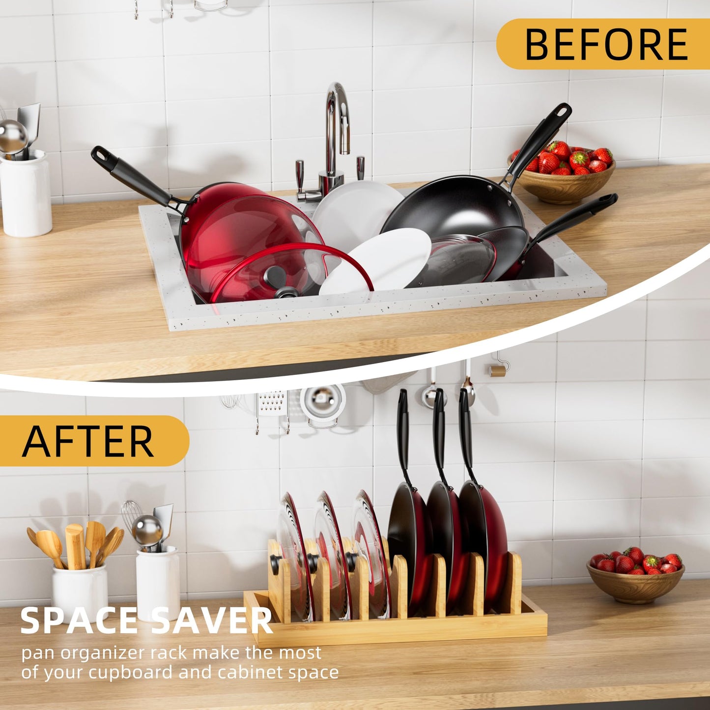 The Bamboo Lid Organizer That Keeps Pots & Pans Neat Every Time