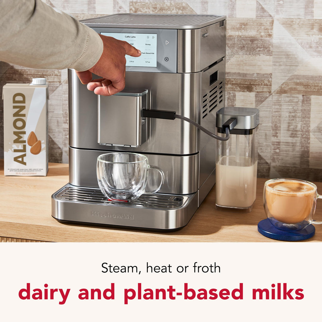 KitchenAid Fully Automatic Espresso Machine KF8 with Milk Attachment and Plant Based Milk Options, KES8558SX, Stainless Steel