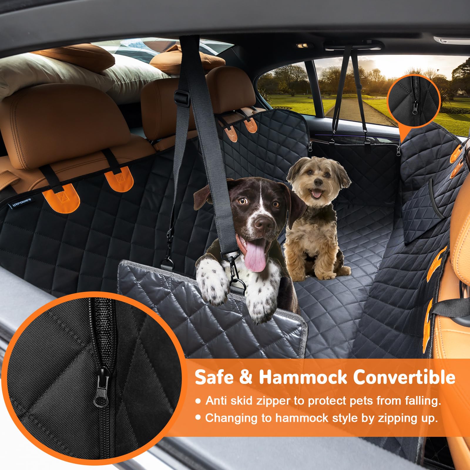 URPOWER Dog Car Seat Cover for Pets 100% Waterproof Seat Cover Hammock 600D Heavy Duty Scratch Proof Nonslip Durable Soft Back Seat Covers for Cars Trucks and SUVs