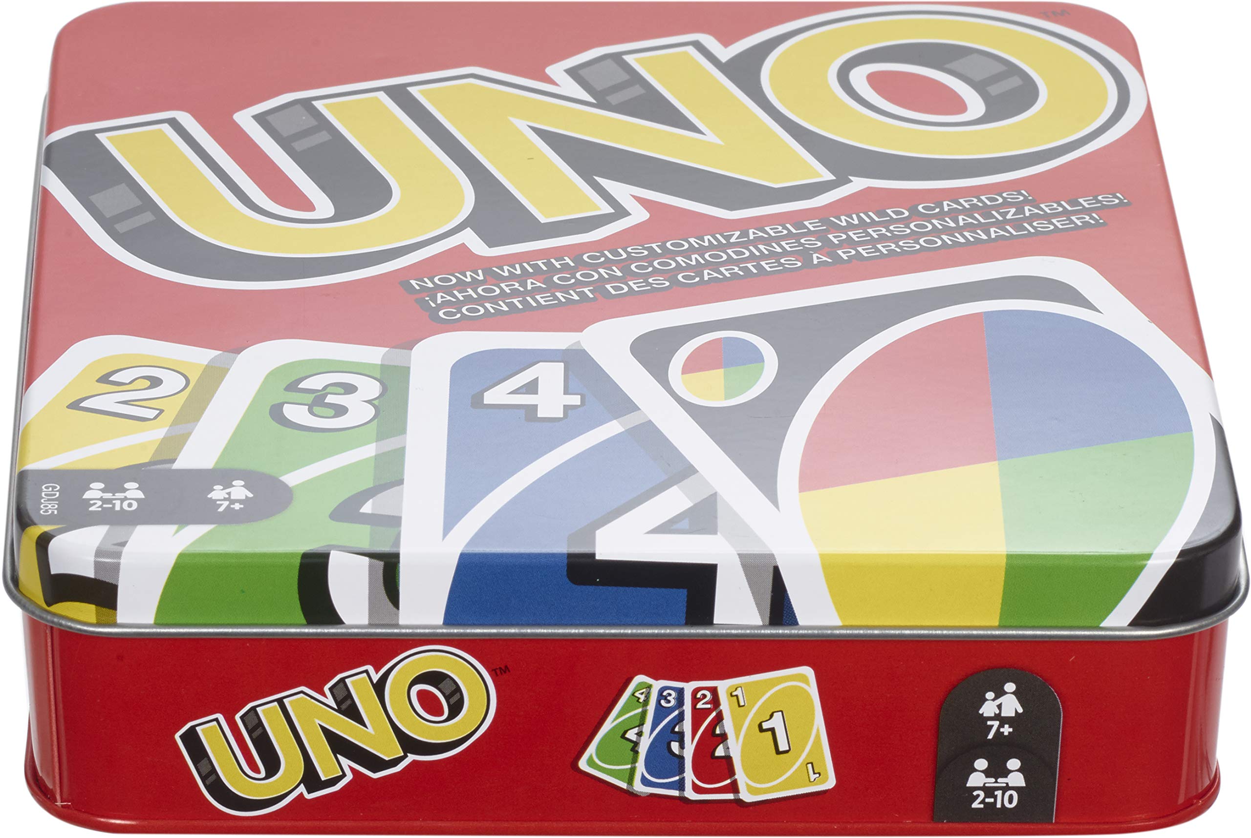 Mattel Games UNO Card Game in Travel & Storage Tin for Kid, Adult & Family Nights & Parties, Color Blind Accessible & Customizable Deck (Amazon Exclusive)