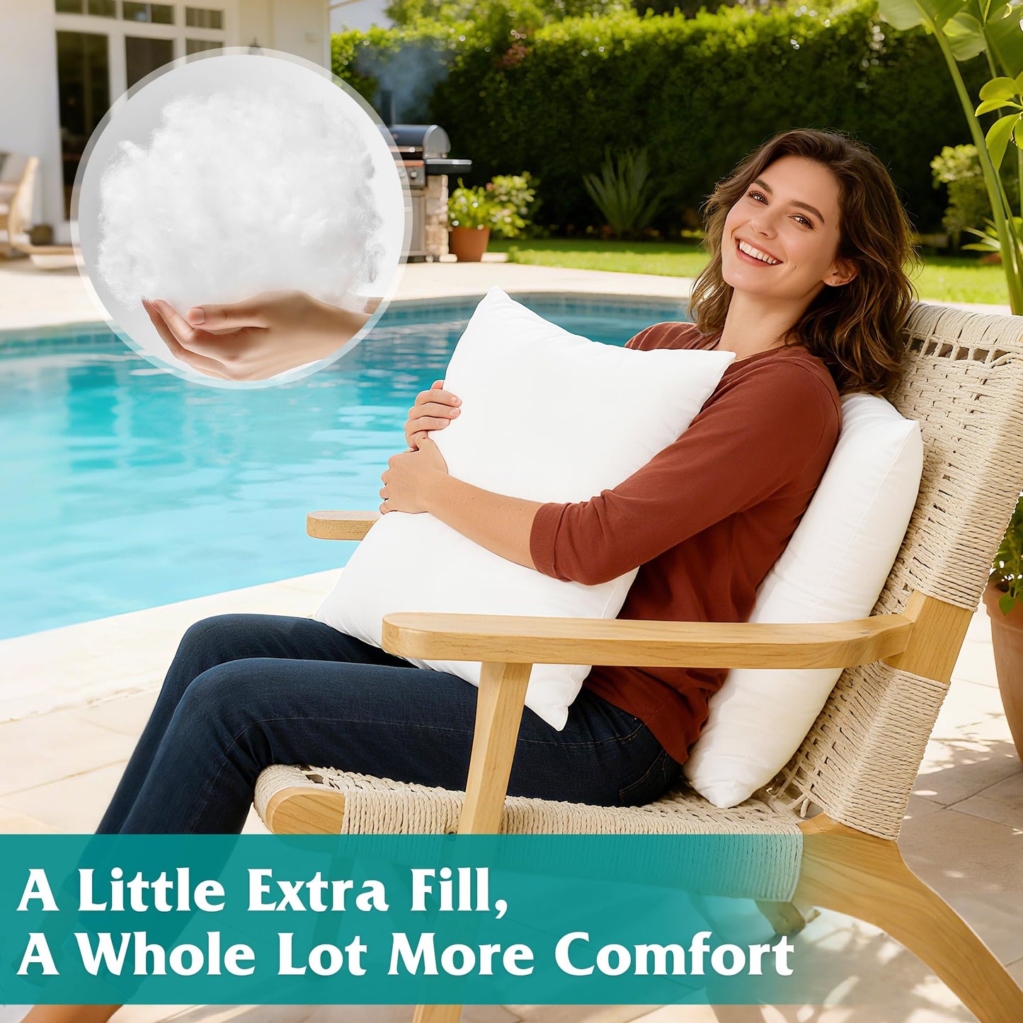 Oubonun 12×20 Waterproof Outdoor Lumbar Pillow Inserts (Set of 2) – Soft & Fluffy Polyester Filling for Patio/Porch