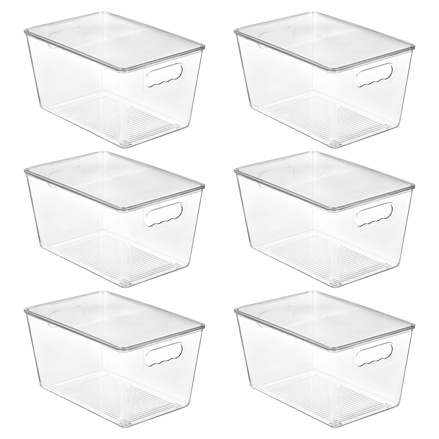 Vtopmart 6 Pack Clear Stackable Storage Bins with Lids & Handles – Large Plastic Organizers for Pantry, Fridge, Cabinet