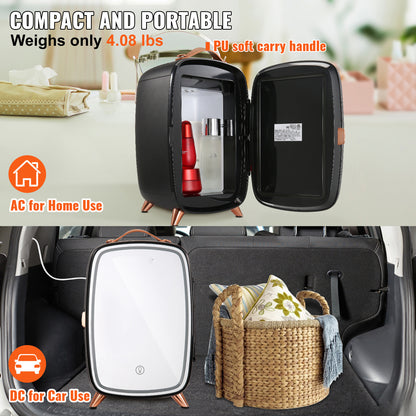 Mini Skincare Fridge With LED Light And HD Mirror